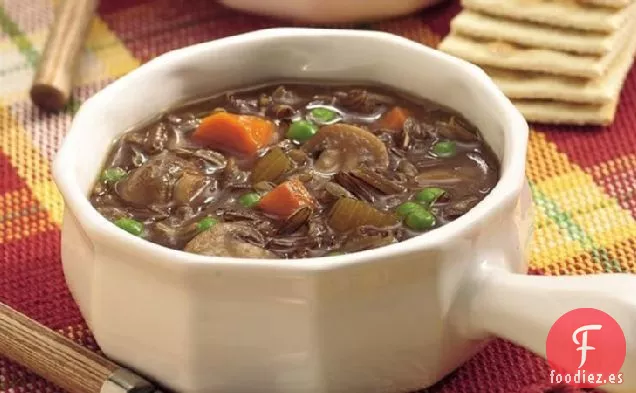 Sopa de Champiñones y Arroz Salvaje de Cocción Lenta