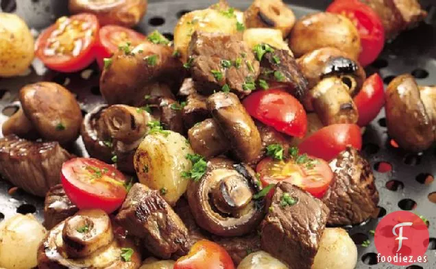 Aperitivo de Verduras y Carne a la Parrilla