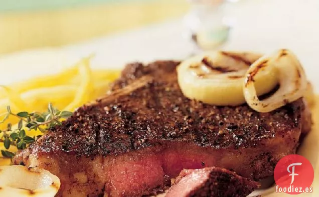 Filete de Pimienta a la Parrilla sin Gluten con Cebollas de Miel