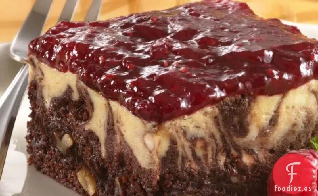 Postre Brownie de Pastel de Queso Jaspeado