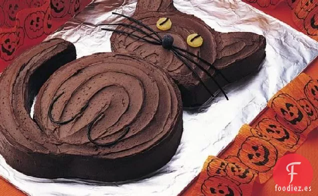 Pastel de Gato Negro de Halloween