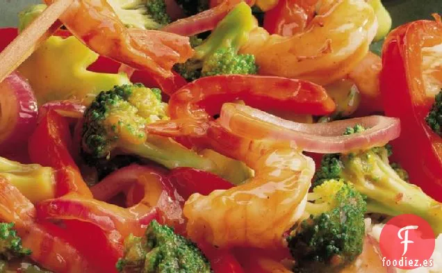Camarones Picantes y Brócoli