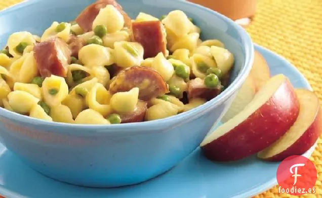 Conchas de Macarrones y Queso con Salchicha