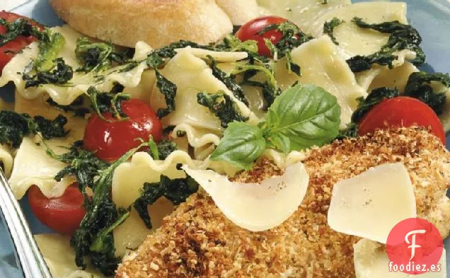 Pollo a la Parmesana con Trapos de Pasta