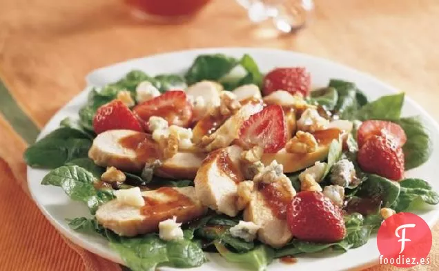 Ensalada de Pollo y Fresa y Espinacas