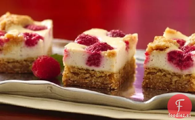 Barras de Tarta de Queso con Yogur y Frambuesa
