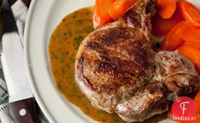 Chuletas de Cerdo al Horno Fáciles con Salsa de Vino Blanco y Mostaza