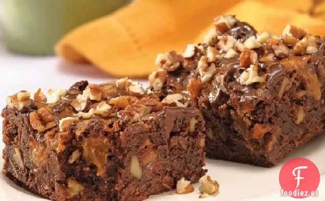 Brownies Dobles de Chocolate, Caramelo y Caramelo