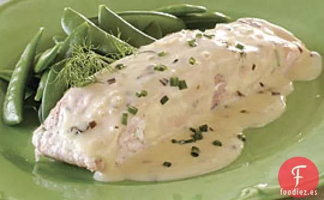 Salmón Estofado Al Horno En Crema Fraîche De estragón y Limón