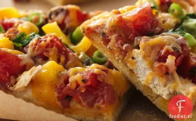 Pizza Mexicana de Pollo con Corteza de Harina de Maíz