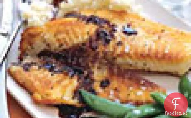 Tilapia Con Salsa De Mantequilla Balsámica, Puré De Papas De Tomillo Y