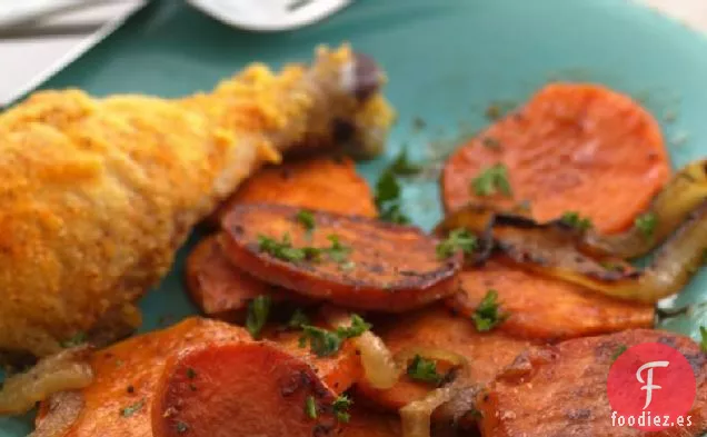 Sartén de Cebolla Caramelizada y Batata