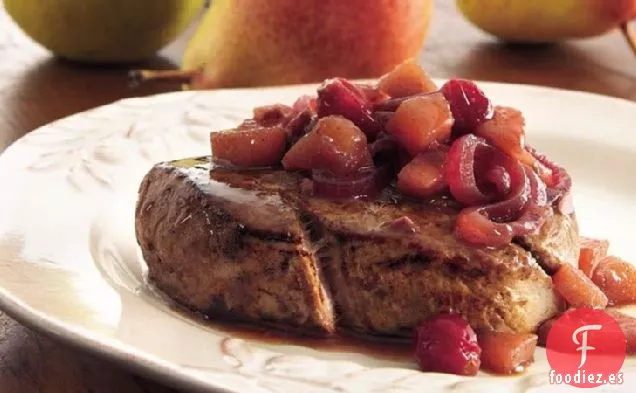 Solomillo de Ternera con Chutney de Pera y Arándanos