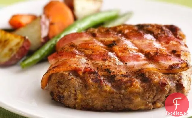 Mini Panes de Carne con Queso y Tocino a la Parrilla