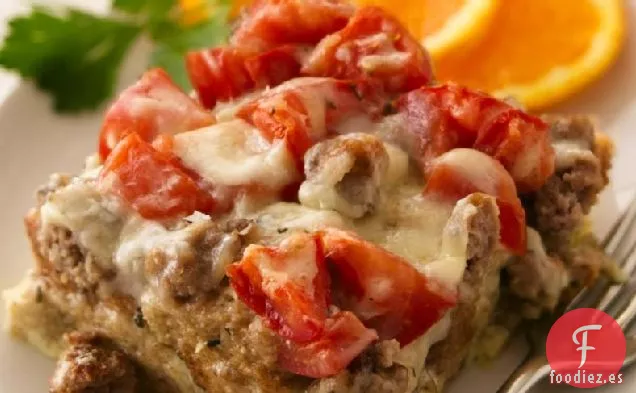Estratos de Salchicha, Queso y Tomate