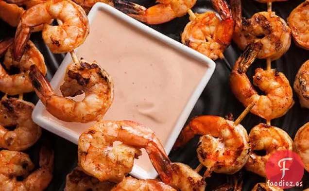 Camarones Ahumados a la Parrilla con Salsa Marie Rose