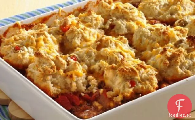 Cazuela de Maíz y Carne con Tapa de Galletas