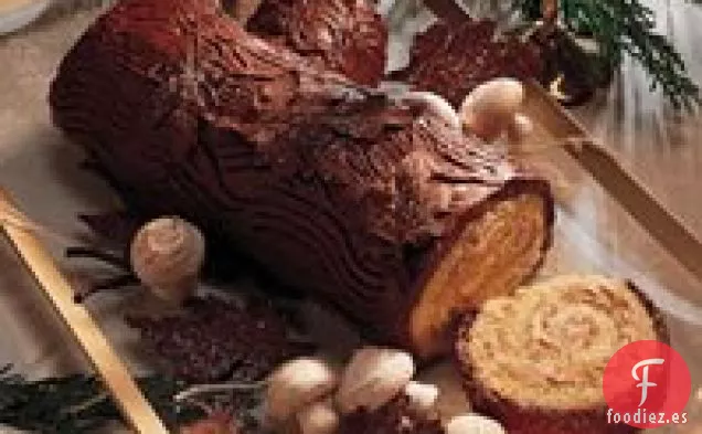 Bûche de Noël con Glaseado de Crema de Mantequilla