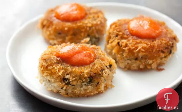 Mini Pasteles de Risotto con Col Rizada y Queso de Cabra