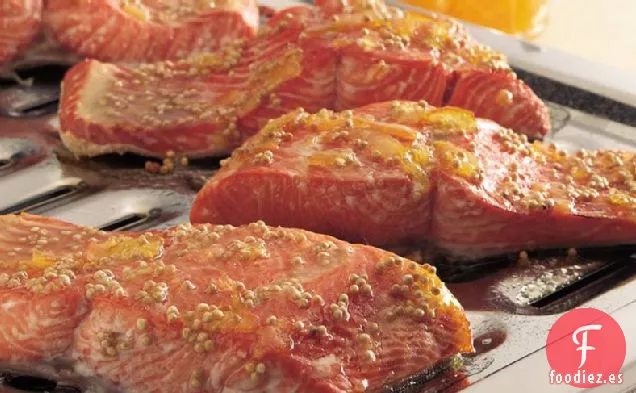 Salmón a la Parrilla con Glaseado de Naranja y Mostaza
