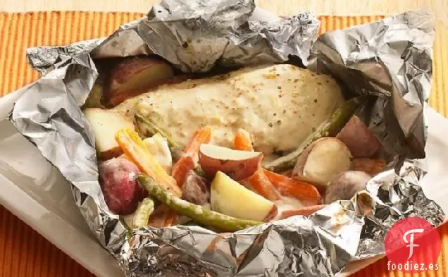 Paquetes de Pollo a la Parrilla con Queso Parmesano