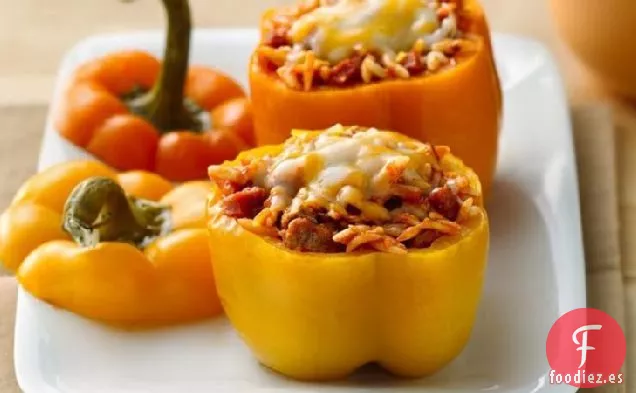 Pimientos Rellenos de Pizza de Cocción Lenta