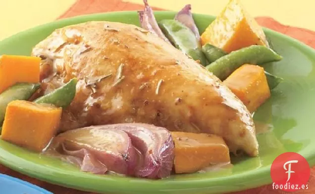 Pollo Asado con Miel y Mostaza y Calabaza