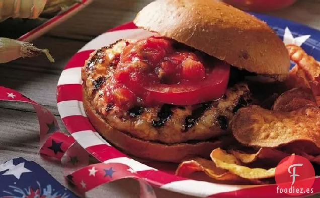 Hamburguesas de Pavo Rellenas de Queso A la Parrilla