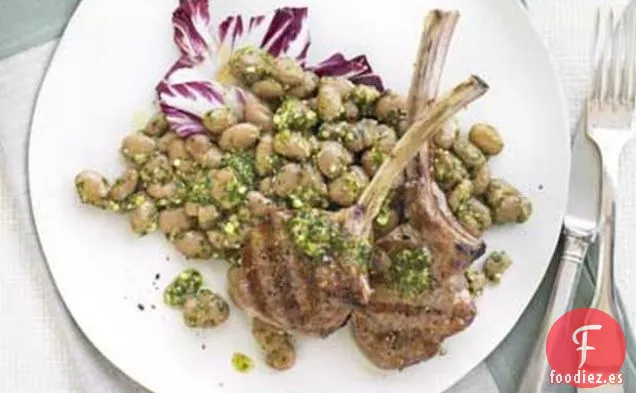 Chuletas De Cordero Con Frijoles Borlotti Al Pesto