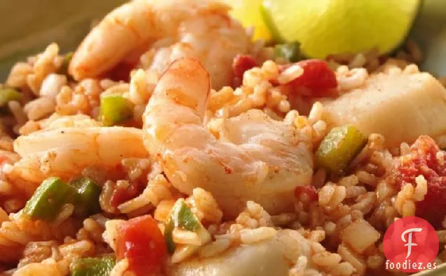 Paquetes de Papel de Jambalaya de Mariscos a La Parrilla