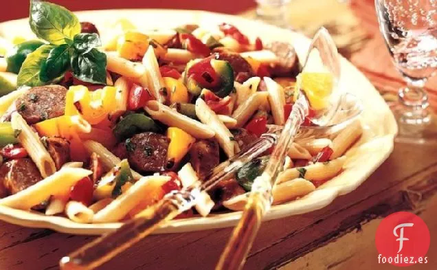 Salchichas Italianas a la Parrilla con Pasta y Verduras