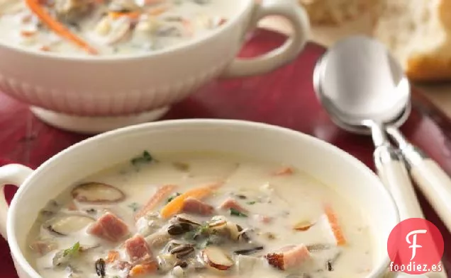 Sopa Cremosa de Jamón y Arroz Salvaje de Cocción Lenta