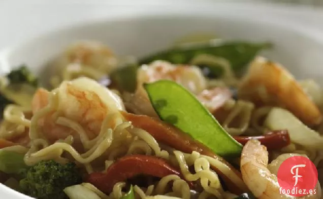 Camarones Ramen y Verduras
