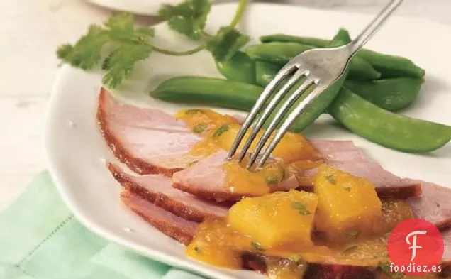 Jamón de Cocción Lenta con Salsa de Frutas Tropicales