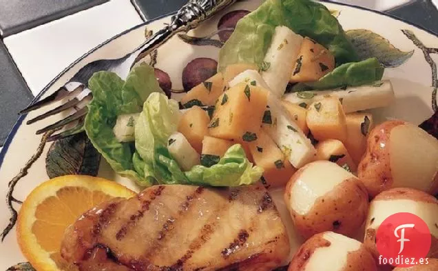 Chuletas de Cerdo A La Parrilla Con Miel y Mostaza