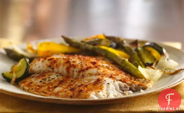 Tilapia y Verduras Asadas