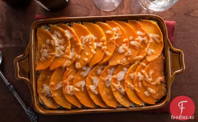 Calabaza Vegetariana y Lasaña de Polenta de Acelgas Suizas