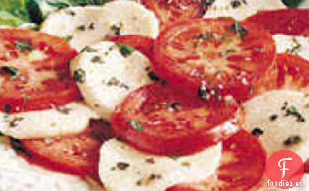 Tomates con Ajo y Albahaca con Mozzarella
