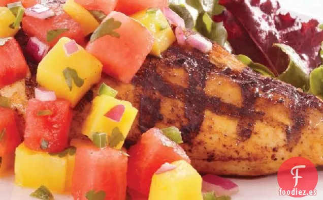 Pollo con Salsa de Mango y Sandía