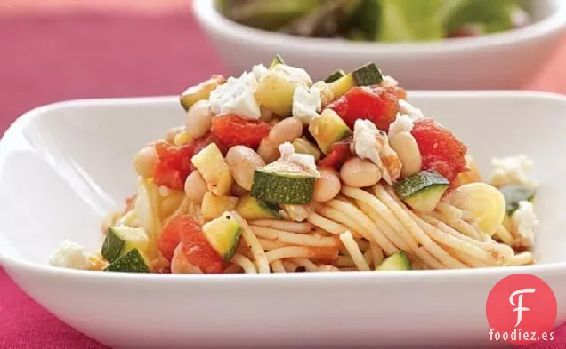 Espaguetis con Calabacín y Frijoles