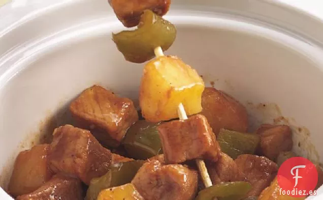 Carne de cerdo y Piña de cocción Lenta en un palo