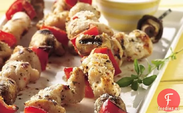 Brochetas de Pollo para Pizza a la Parrilla