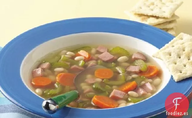 Sopa de Verduras, Frijoles y Jamón de Cocción Lenta
