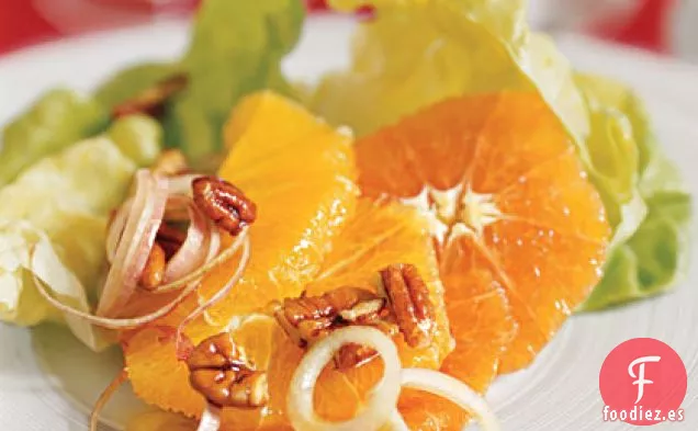 Ensalada de lechuga, Naranja y Nueces Pecanas