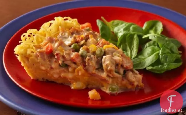 Pastel de Espaguetis de Pollo con Queso