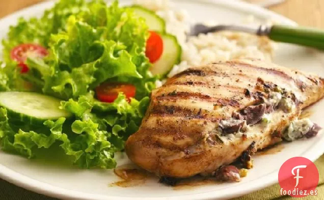 Pechugas de Pollo a la Parrilla Rellenas de Ajo Griego y Hierbas