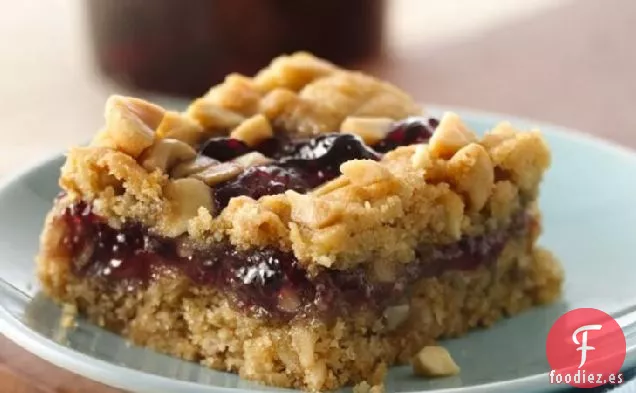 Barras de Galletas de Mantequilla de Maní y Mermelada Sin Gluten