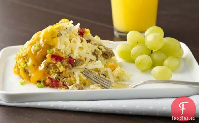 Cazuela de Salchicha y Huevo de Cocción Lenta para el Desayuno