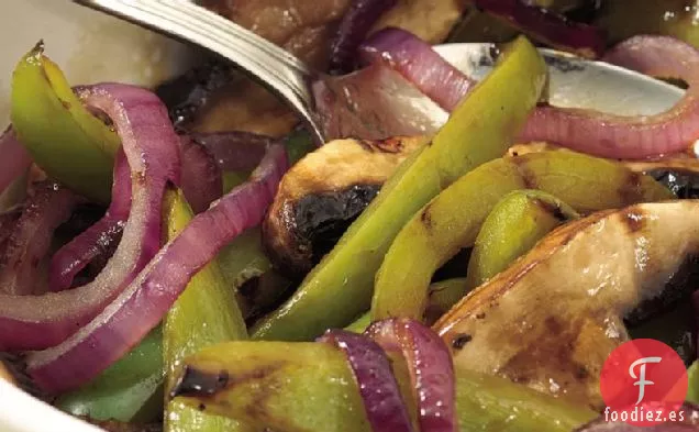 Pimientos Balsámicos y Champiñones a la Parrilla