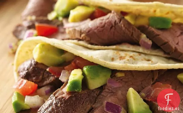 Tacos de Carne con Salsa de Aguacate